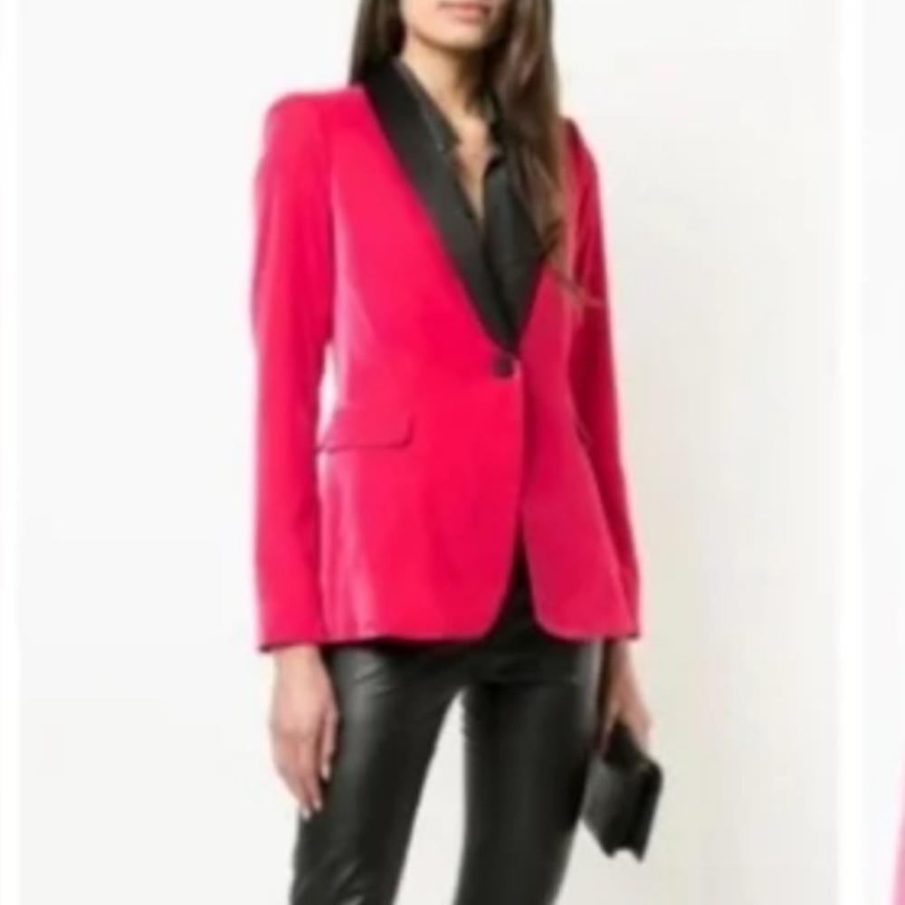 Alice + Olivia Fuchsia Blazer with Black Satin Lapel